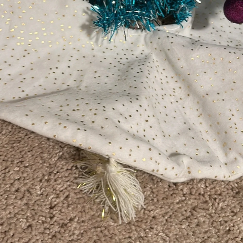 20” Festive Teal metallic Mini Christmas Tree with Star Topper and skirt